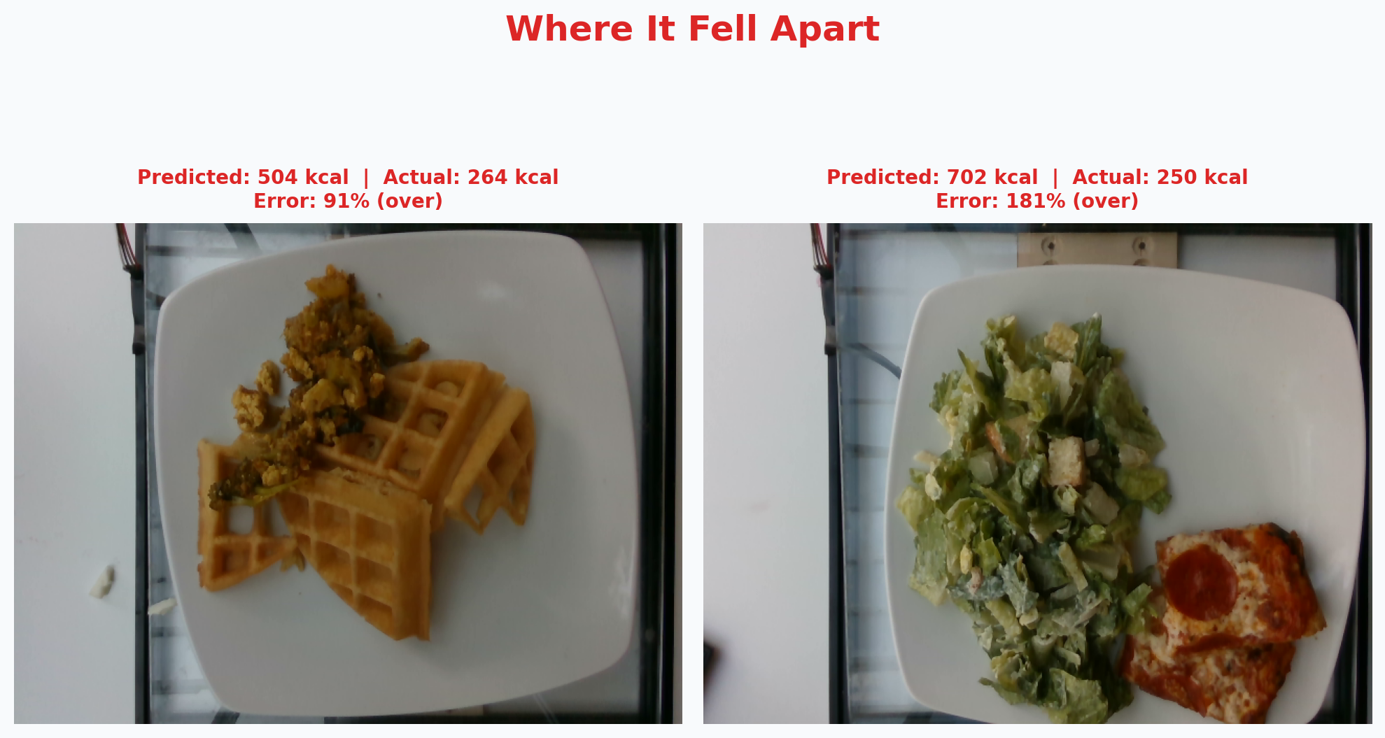 Two meals where the AI was significantly off