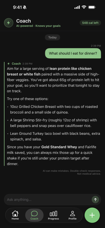 AI nutrition coach providing personalized dietary guidance