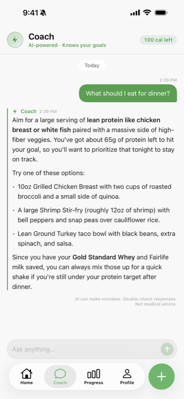 AI nutrition coach providing personalized dietary guidance