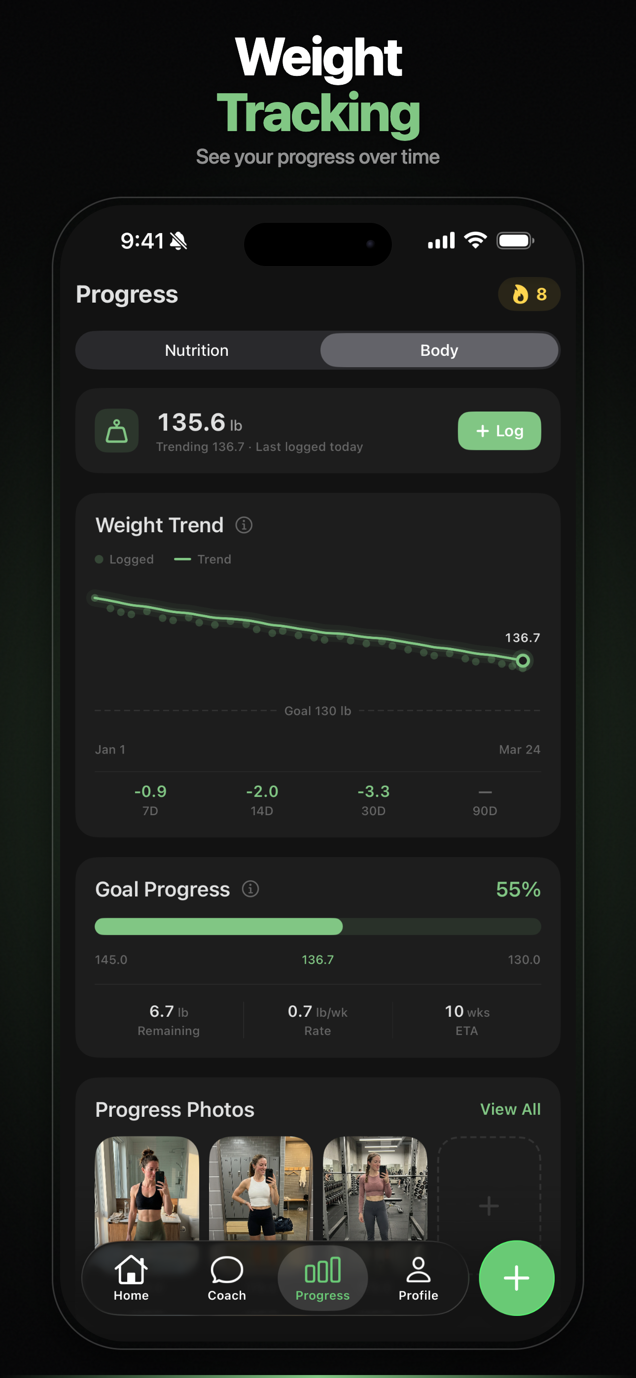 Weight Tracking — see your progress over time