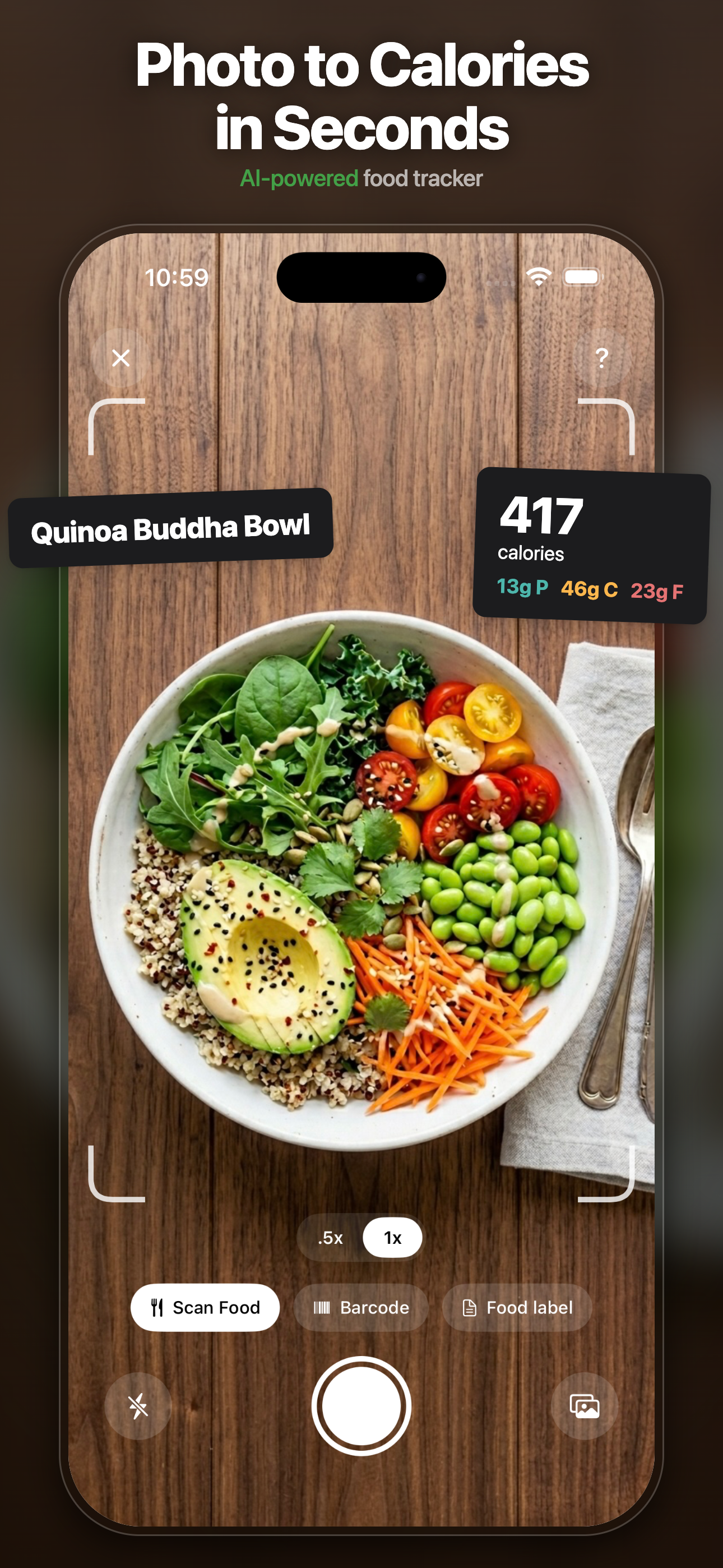 Photo to Calories in Seconds — AI-powered food tracker