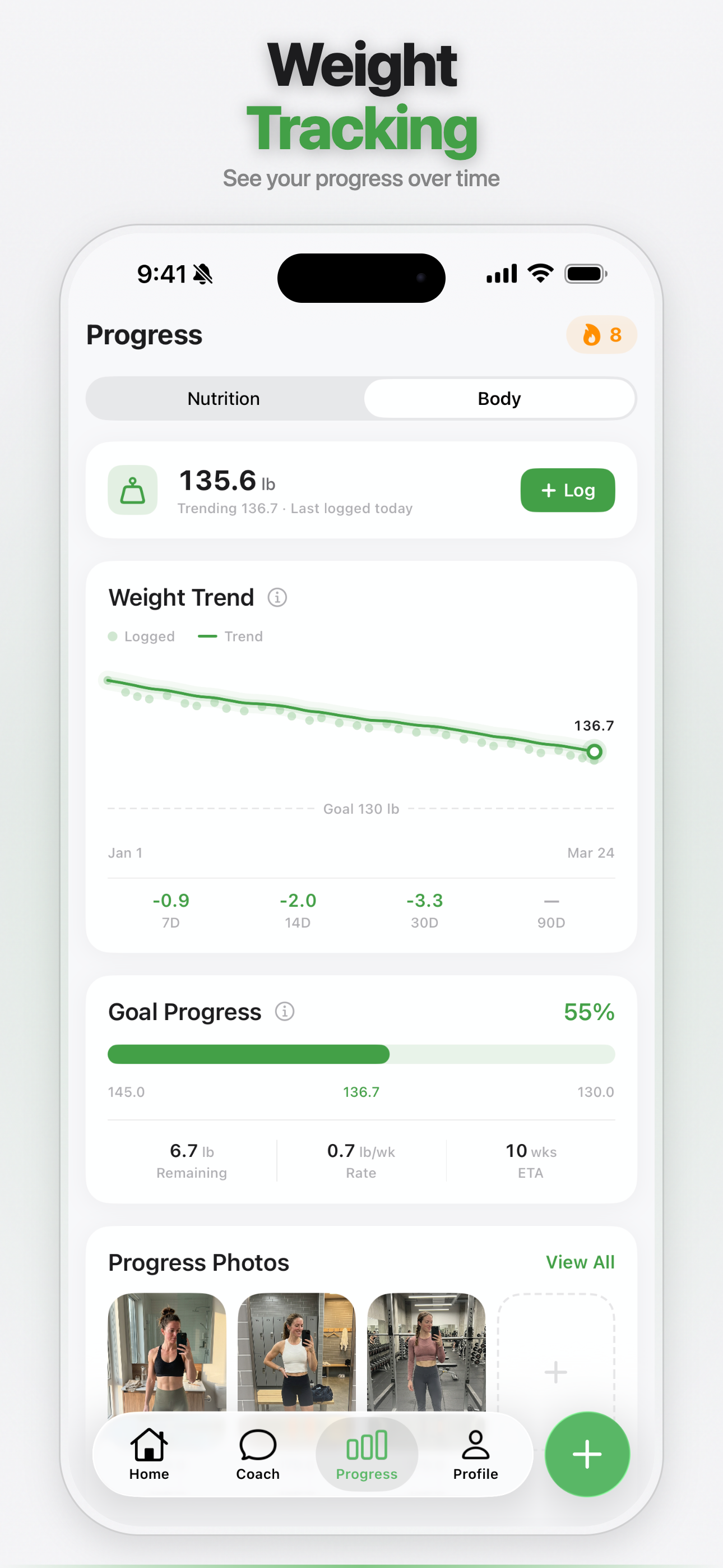 Weight Tracking — see your progress over time
